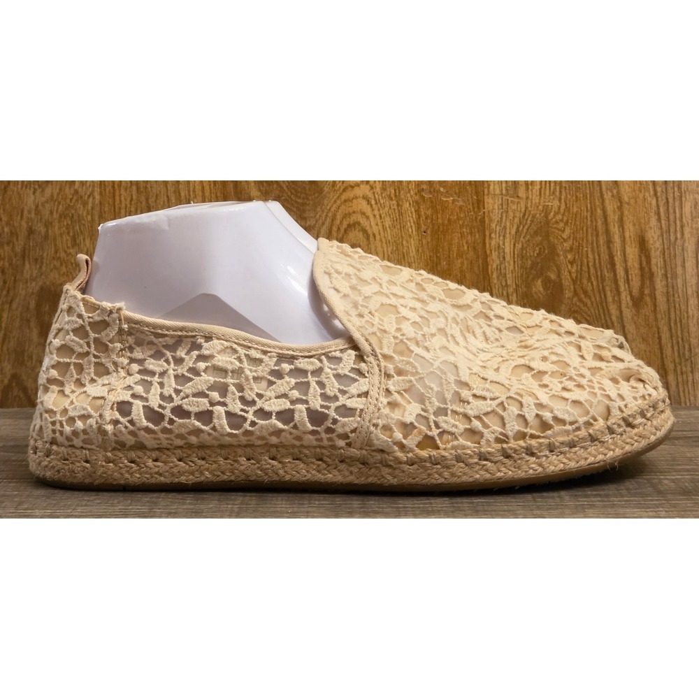 Toms Espadrille Alpargata Lace Floral Slip-On Flat Shoes Womens Size 10 Cream